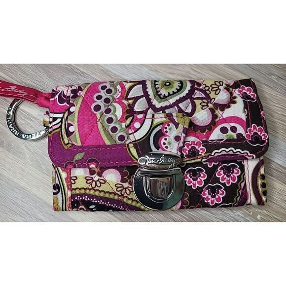 Vera Bradley Quick Swipe ID Wallet In Very Berry Pattern Pink Paisley NEW - Picture 2 of 9